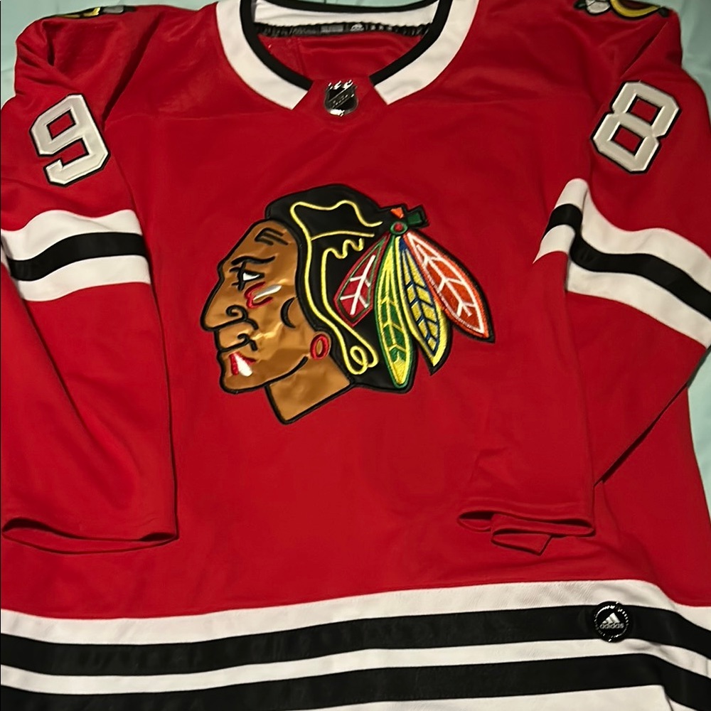 Adidas Red Hockey Jersey with White Accents